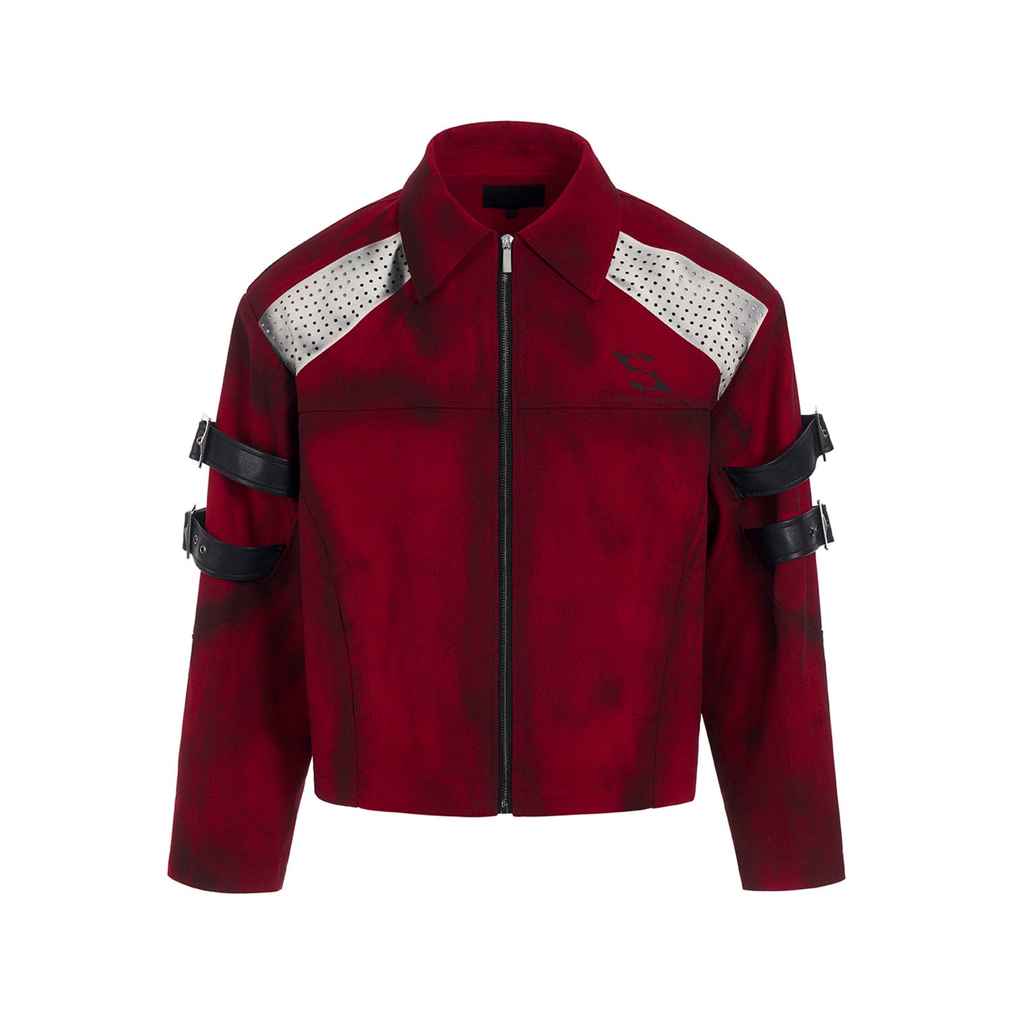 Red Dirty Dyed Short Denim Coat