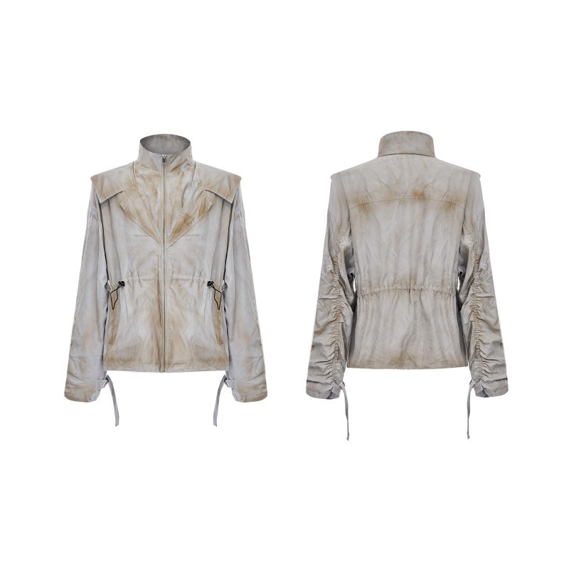 Distressed Inkjet Fake Two-piece Design Jacket Deconstructing Charge Jacket Suits Overalls
