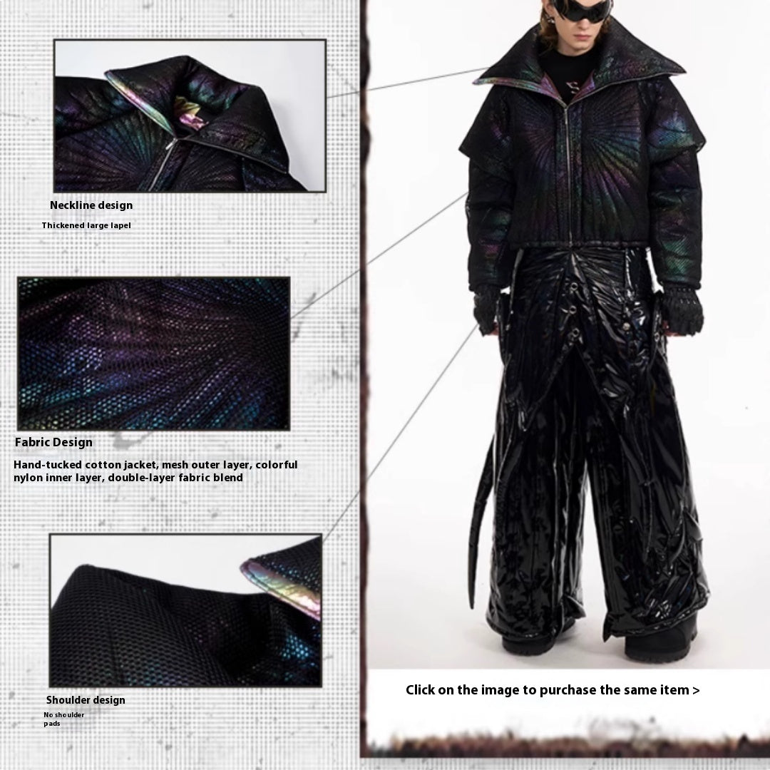 Male Dark Knight Large Collar Alien Short Cotton Jacket