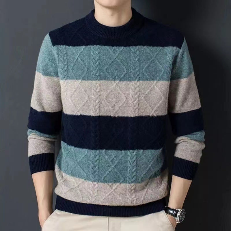 Autumn And Winter Pure Color Youth Business Casual Loose Round Neck Cashmere Knitted Bottoming Shirt