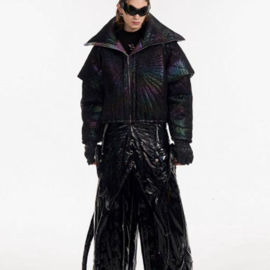 Male Dark Knight Large Collar Alien Short Cotton Jacket