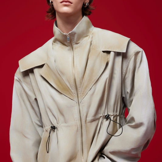 Distressed Inkjet Fake Two-piece Design Jacket Deconstructing Charge Jacket Suits Overalls