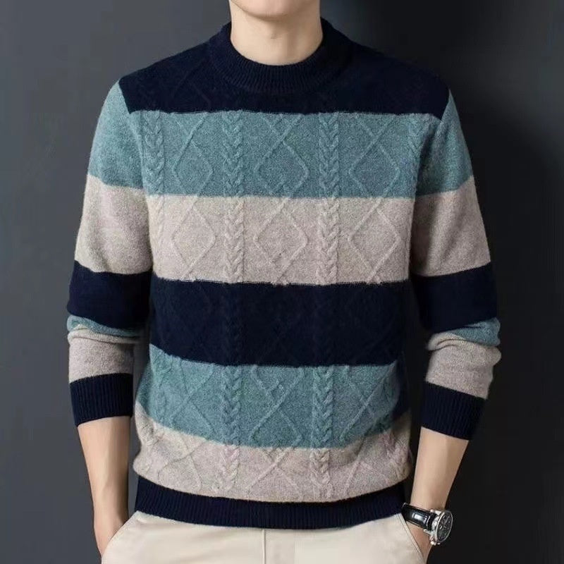Autumn And Winter Pure Color Youth Business Casual Loose Round Neck Cashmere Knitted Bottoming Shirt