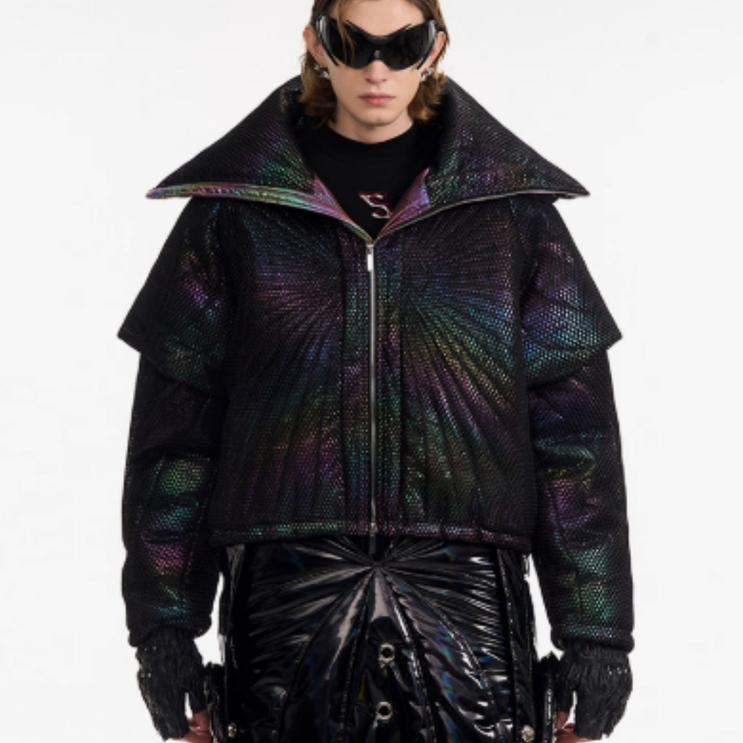 Male Dark Knight Large Collar Alien Short Cotton Jacket