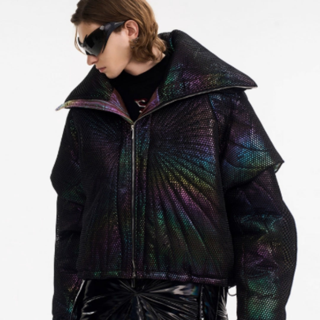 Male Dark Knight Large Collar Alien Short Cotton Jacket